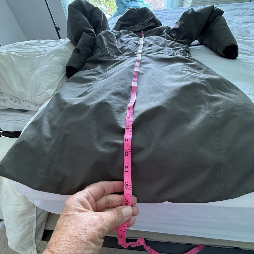The North Face Arctic Parka Sz S Olive 550 Fill Down Dryvent Hood Missing Fur - Picture 7 of 11